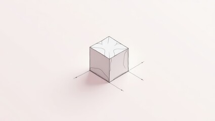 Sketchfab. Minimalistic white cube 3D geometric shape design on light 
