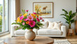 © rada - A bright floral arrangement in a modern living room, bringing a vibrant touch to the cozy space.