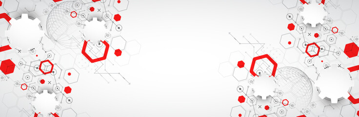 Wall Mural - science and technology background using hexagon and sphere shapes. vector.
