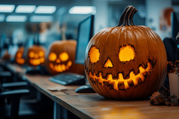Wall Mural - halloween at work concept created with generative ai
