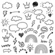 © icon - Hand-drawn Doodle Cloud Lightning Crown Speech Bubble Heart Star Rainbow Artistic Sketch