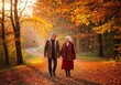 © Ahmed - Happy senior couple enjoying a romantic autumn walk in the golden forest.