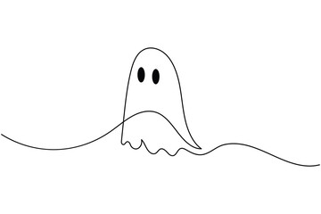 Halloween ghost continuous one line drawing minimalist isolate outline vector illustration white background