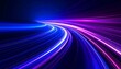 © Abraham - Vibrant Blue and Purple Light Trails Curving Through Dark Space