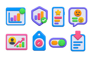 Set of colorful icons for a computer program
