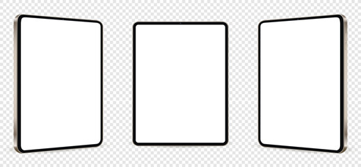 Wall Mural - tablet computer mockup white screen. tablet pc vector isolated on transparent background.