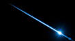 © DNA STUDIO - A single intense blue laser beam emanates from a small bright source streaking diagonally across a completely black void The light is sharp and focused