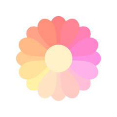 Wall Mural - colorful flower daisy on white background. pastel colors gradient petals. png transparent illustrati