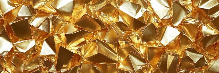 Canvas Print - luminous golden faceted pattern with sharp edges, geometric elements for dynamic decorative backdrop