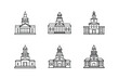 © MST - independence hall icon line art vector illustration