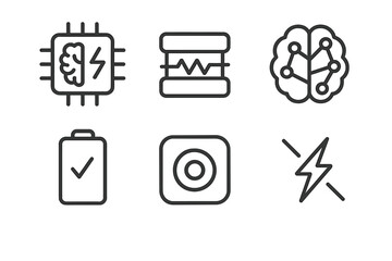 Wall Mural - Icons representing technology, energy, and artificial intelligence concepts in a minimalistic design