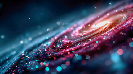 Wall Mural - Stunning view of a spiral galaxy with glowing pink and blue cosmic dust and stars