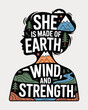 © Shirin - Empowering silhouette of a woman composed of earth wind and strength T Shirt Design