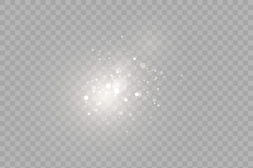 Wall Mural - glowing light effect with many glitter particles isolated on transparent background. vector starry c
