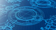 © Mirivox - Close-up of blue technical drawing, intricate circular patterns, grid background, showcasing precision and technology, ideal for engineering or industrial concepts