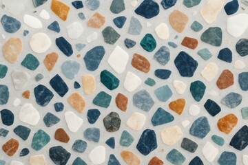 Wall Mural - abstract terrazzo pattern with colorful stone fragments on light background, ideal for modern interi