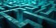 © VideoFlow - Abstract teal maze with high walls symbolizing business strategy challenge and complex decision-making concept in futuristic digital environment. Ai generative