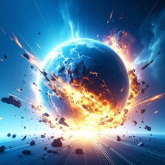 Wall Mural - planets crashing the beginning of the universe concept