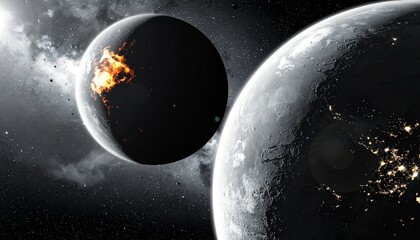 Wall Mural - planets crashing the beginning of the universe concept
