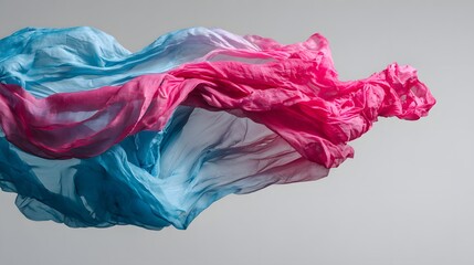 Wall Mural - flowing fabric in shades of pink and blue.