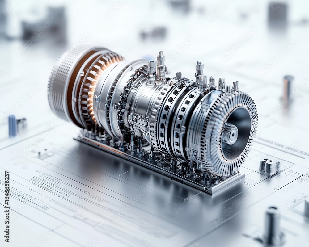 Exploded Compressor Explodedview technical drawing of a gas turbine engine, showcasing ...
