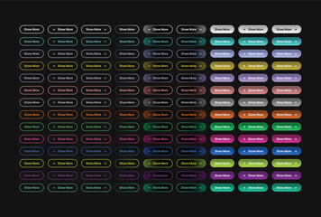 Show more button ui design collection for website and app interface design