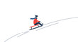 © King - Stylized winter fun illustration of person sledding downhill, enjoying outdoor activity in simple flat design