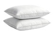 © Shankar - Two fluffy white bed pillows stacked on top of each other against a clean white background, ready for a good night's sleep