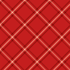 Wall Mural - Plaid seamless pattern with twill weave in red.Autumn winter tartan check repeat pattern.Vector illustration geometric background for fabric and prints.