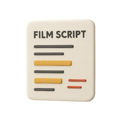 3d film script document isolated on transparent background