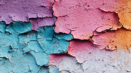 Canvas Print - Colorful Cracked Paint Texture on a Wall in Vibrant Shades