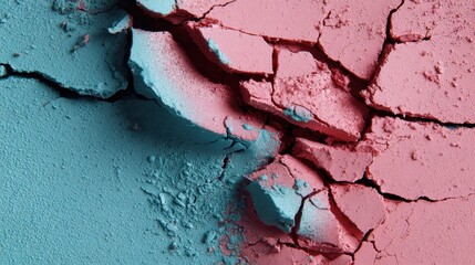 Canvas Print - Cracked Surface with Blue and Pink Color Contrast and Texture