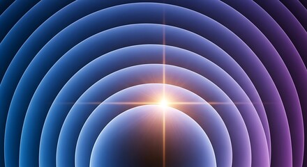 Concentric gradient glow arcs with vibrant light, abstract vector background for digital art, design