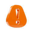 © Buka - A vibrant three-dimensional orange exclamation mark symbol, rendered with a glossy and highly reflective , stands out prominently, conveying a clear message of caution or important alert.
