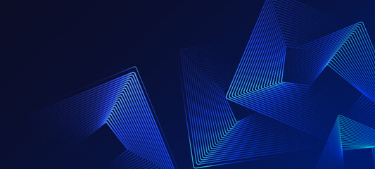 Wall Mural - Futuristic blue glowing lines on dark abstract tech background	