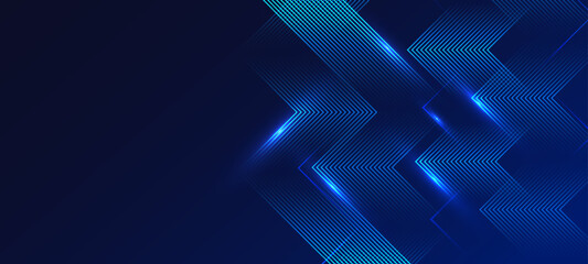 Wall Mural - futuristic blue glowing lines on dark abstract tech background