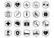 © razina01 - Collection of medical and healthcare icons in hexagonal shapes, isolated on white background