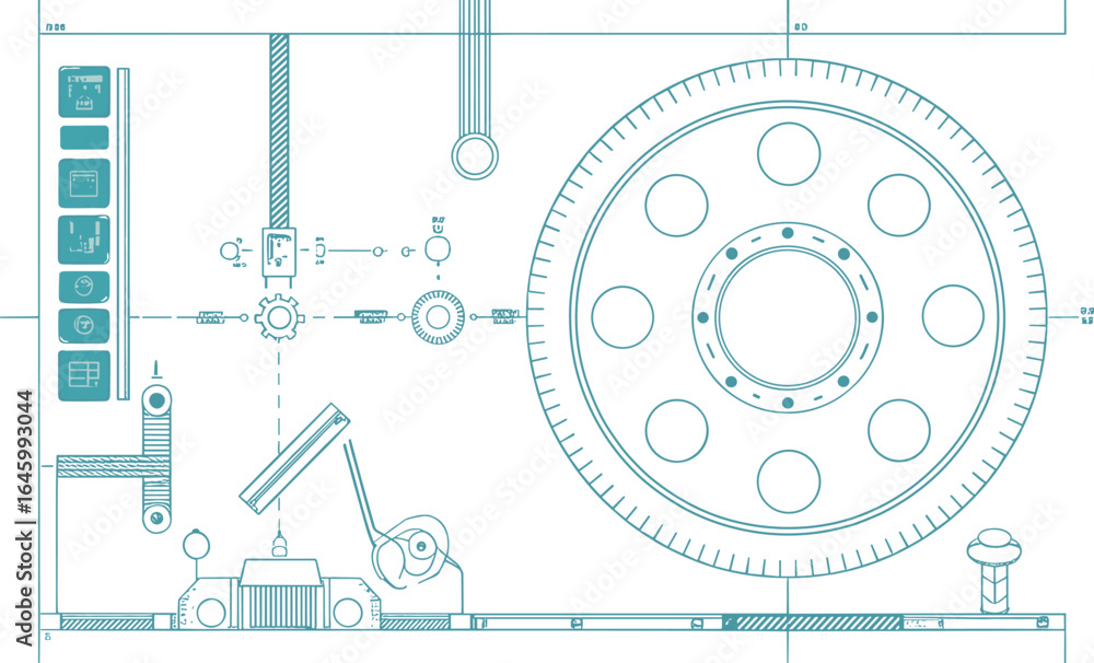 CAD drawing, mechanical system, gear mechanism, industrial design ...