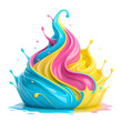 © Shorif1685 - Swirling liquid splashes of blue pink and yellow on black background paint splash colorful splash