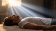 © Quail 8s Studio - Man lying on his back bathed in sunlight streaming from  window Male Sunbeams