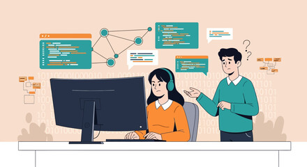 Programmer needing assistance from colleague with coding problem in software development project