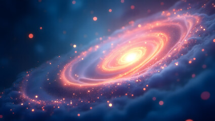 Wall Mural - Celestial galaxy swirl, vibrant glowing stars, dreamy abstract.
