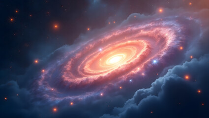 Wall Mural - Celestial galaxy swirl, vibrant glowing stars, dreamy abstract.
