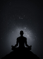Wall Mural - Meditating Silhouette Under the Starry Sky