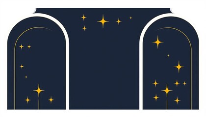 Wall Mural - minimalist linear frames, arches, geometric shapes & stars modern aesthetic vector poster design ele