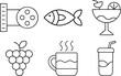 © SM Rony - Collection of Minimalist Icon Designs Featuring a Fish a Drink and Fruits Perfect for Logo Designs and Illustration Projects or Summer Themed Graphics