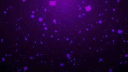 Wall Mural - glowing purple motion cubes light particle trails with reflecting particles on a purple gradient bac