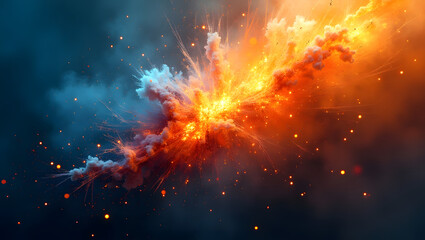 Wall Mural - Abstract exploding particles in vibrant tones.
