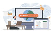 © 100% HAND-CRAFTED  - Global internet search and document sharing. Vector illustration
