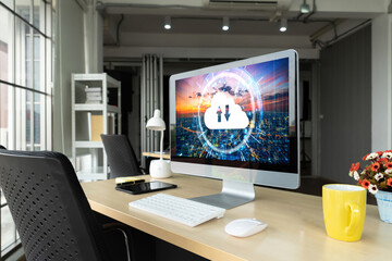 Wall Mural - cloud computing software for modish remote work and personal data storage